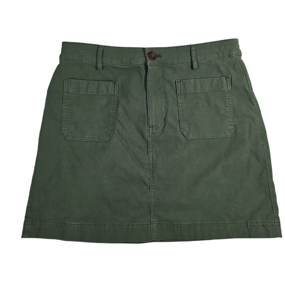 J.Crew Mini Skirt Olive Green Cotton Linen Utility Pockets Womens 6